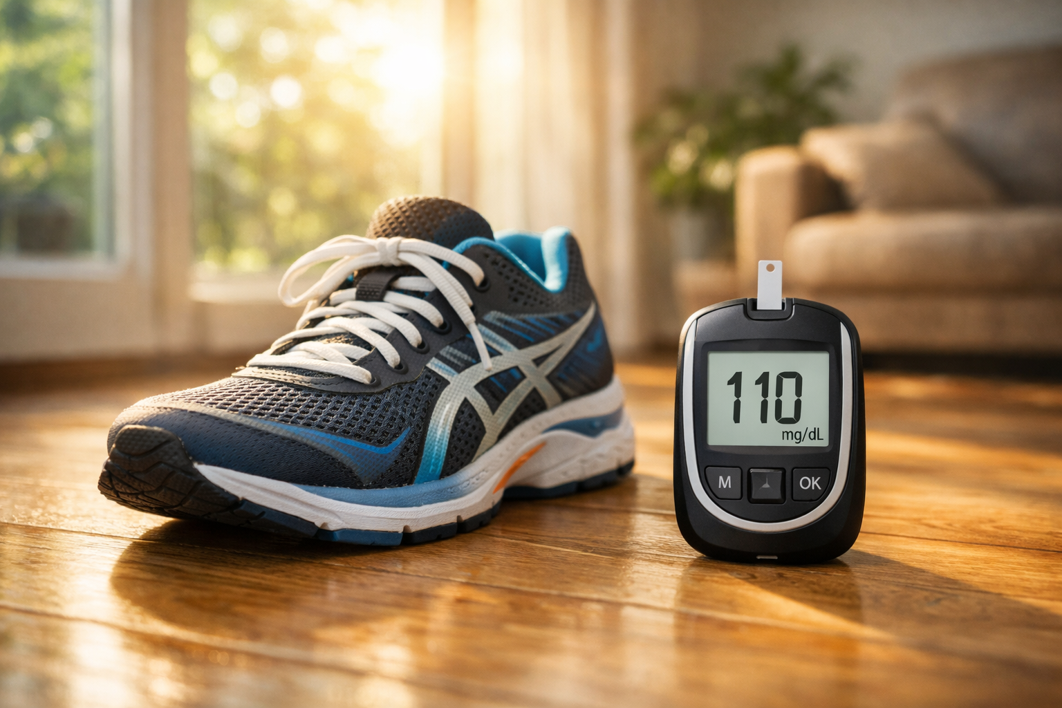 新年の運動と血糖管理のイメージ