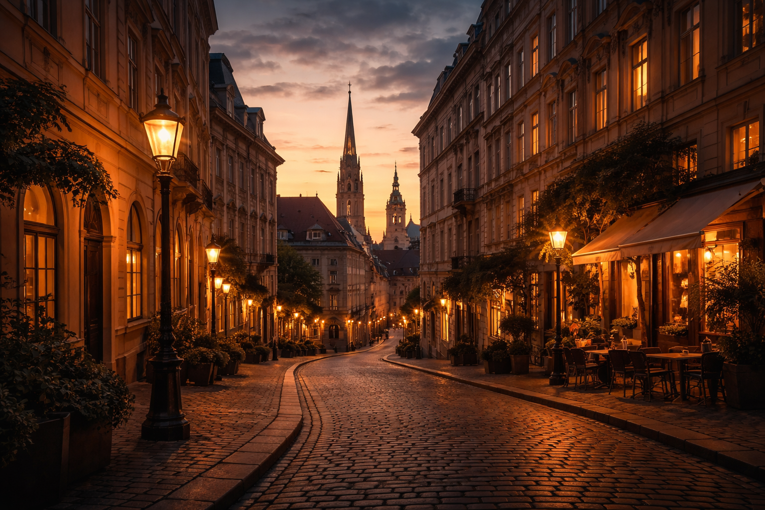 横浜市戸塚区 戸塚クリニック 穏やかな夕暮れの欧州風街並み