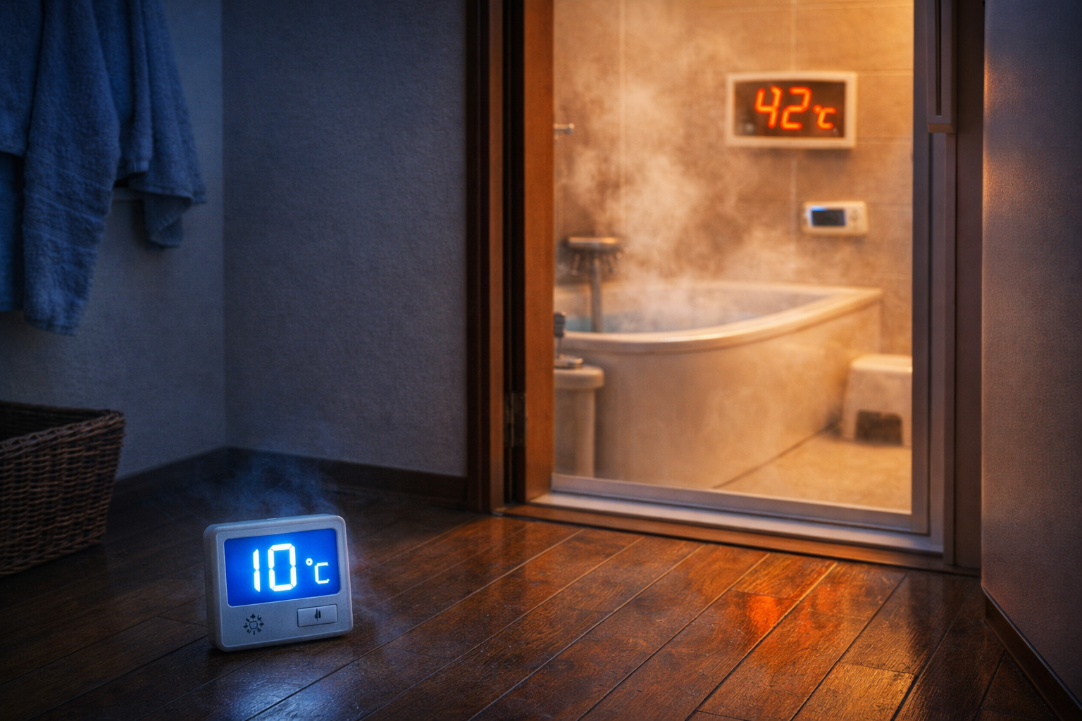 ヒートショック｜脱衣所の寒さと熱い浴室の温度差