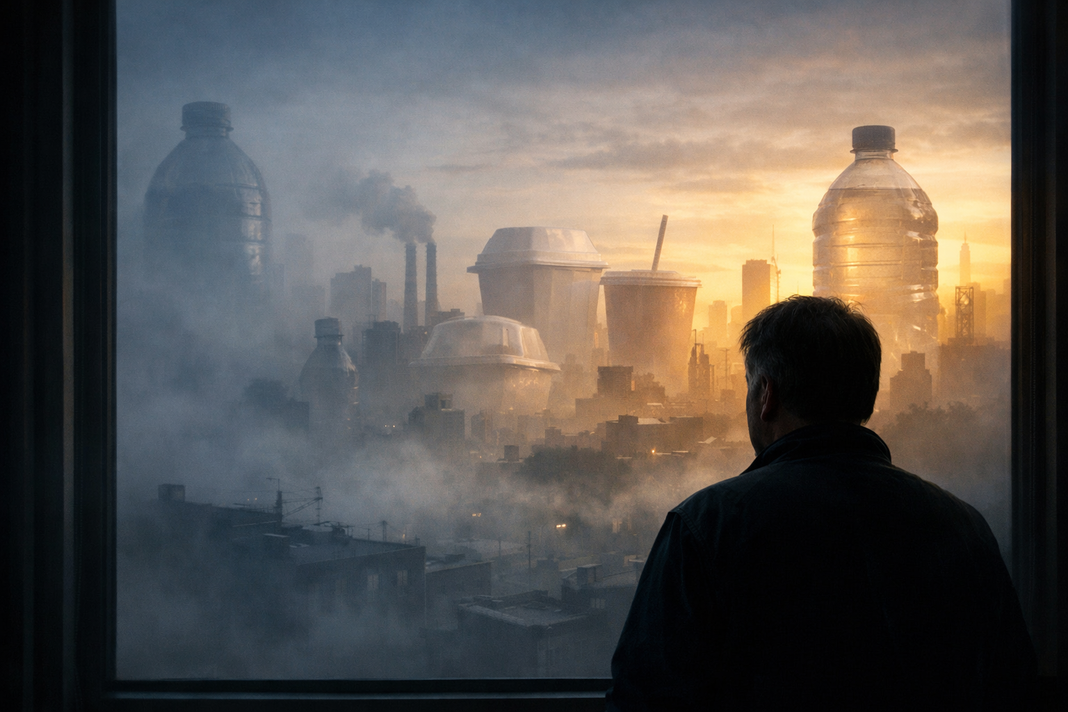 横浜戸塚の男性更年期(LOH)イメージ - 霧が晴れる都市シルエット