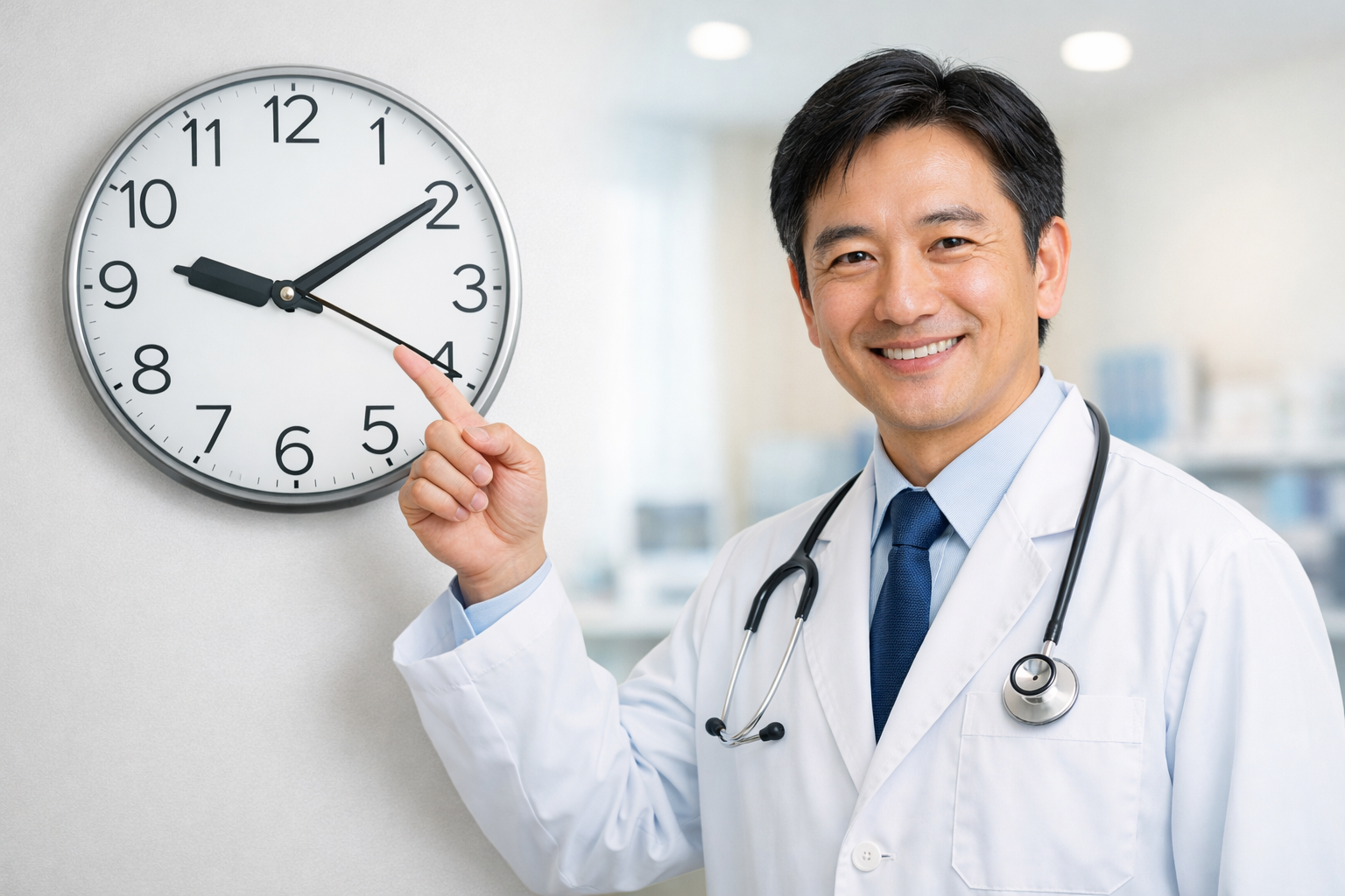 インフルエンザ検査について説明する医師