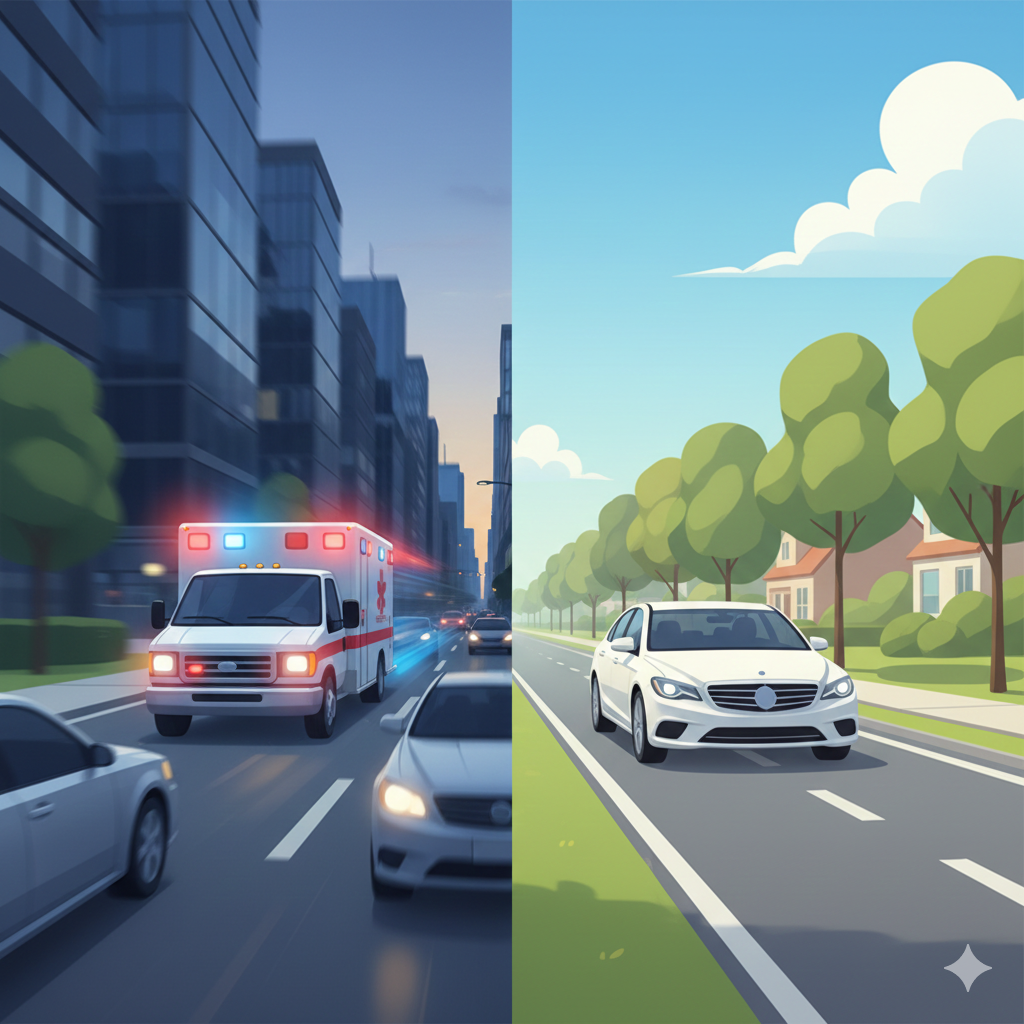 救急車の緊急走行と一般車の安全運転の違い