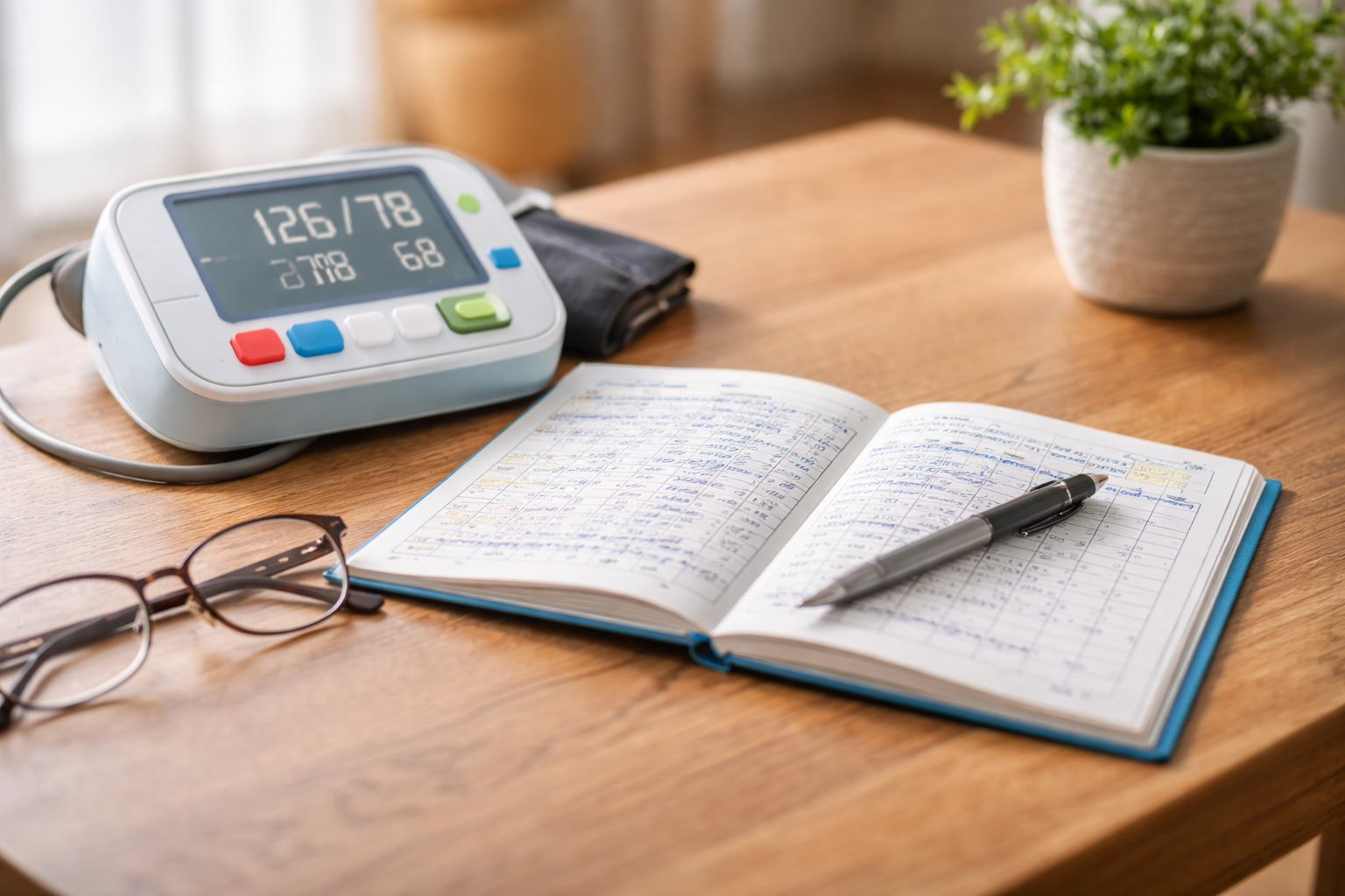 家庭血圧計と記録手帳