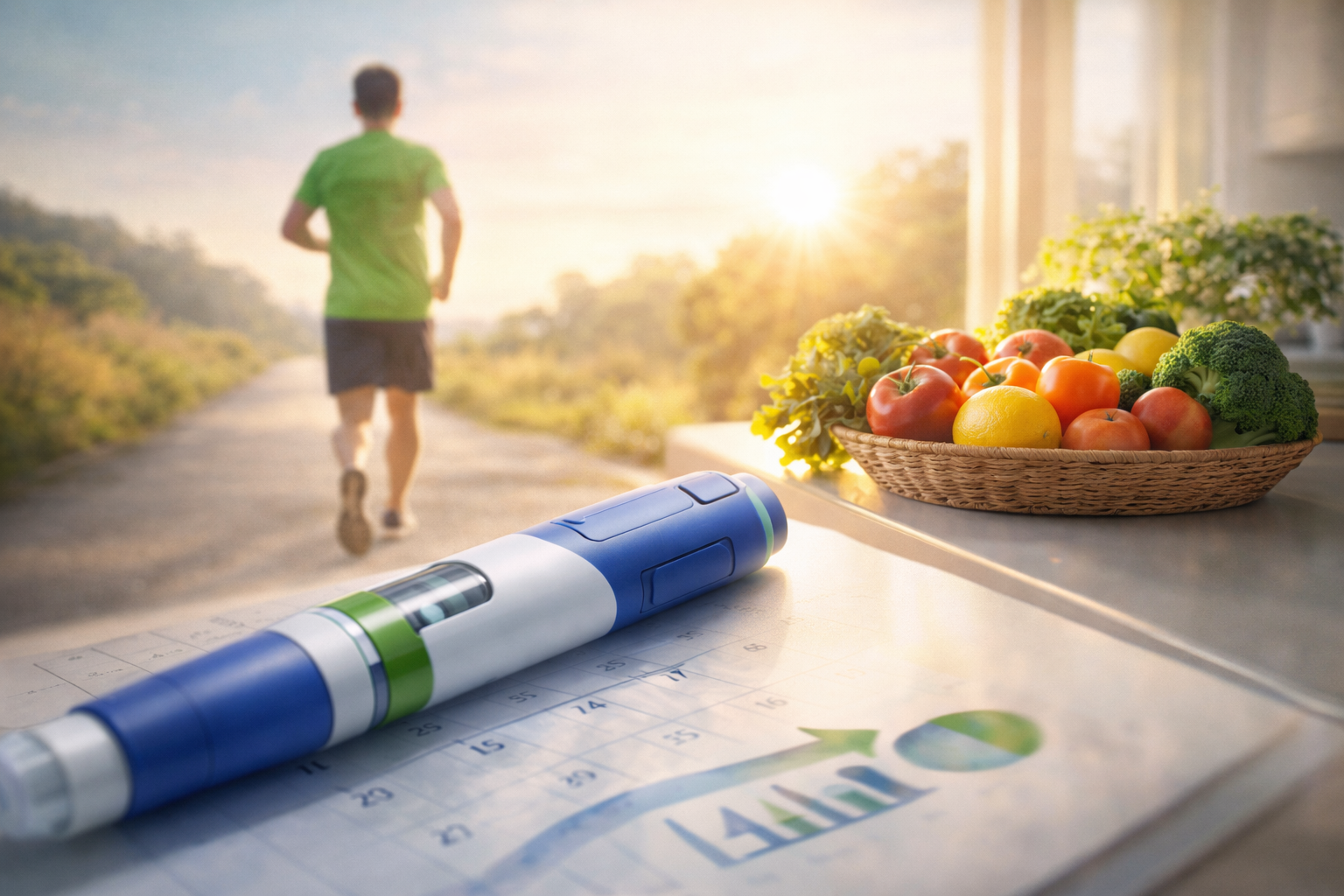 マンジャロ・ゼップバウンド（チルゼパチド）の注射ペンと投与スケジュールのイメージ