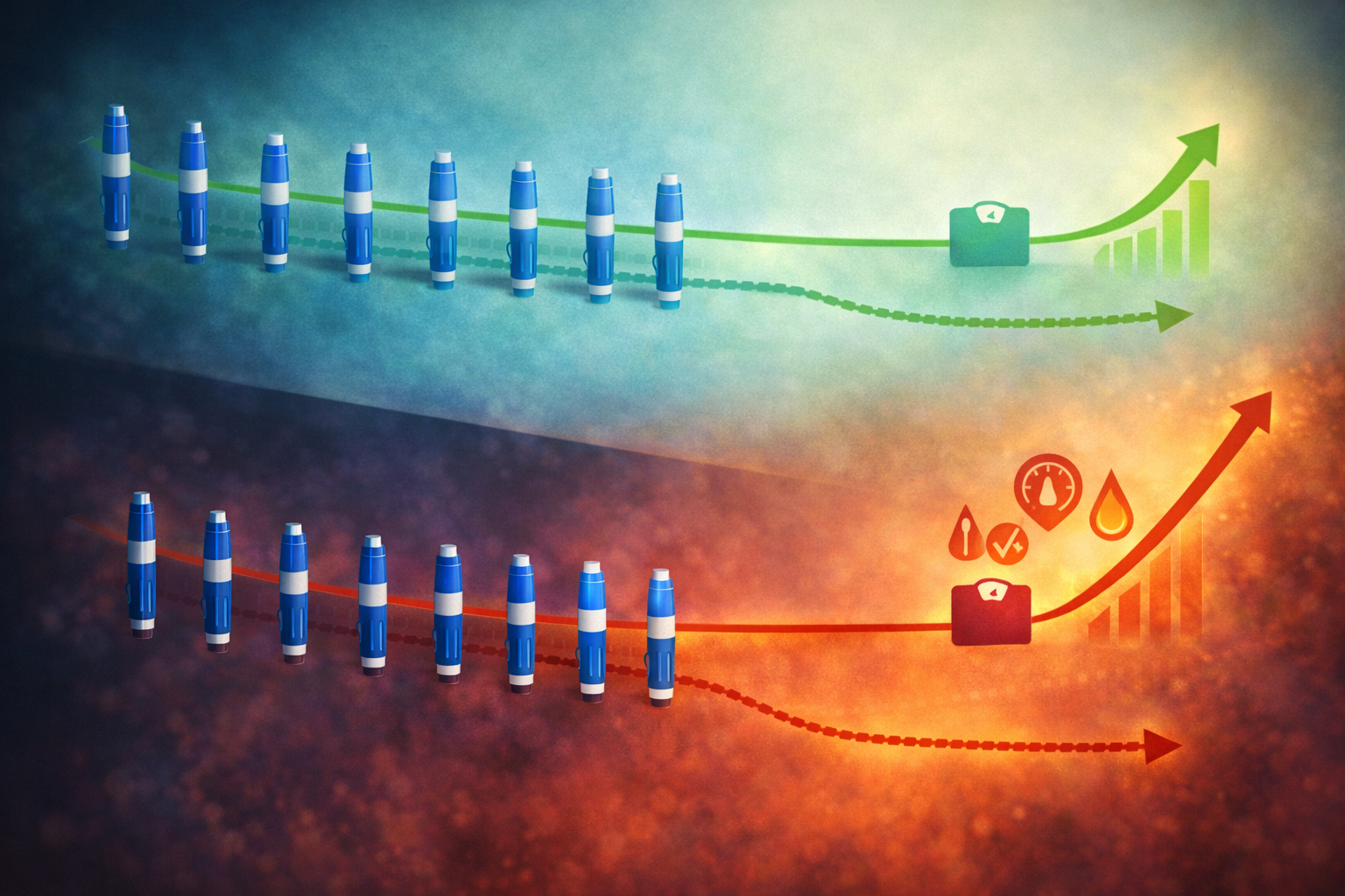 GLP-1薬完全中止後のリバウンドリスクを示すイメージ